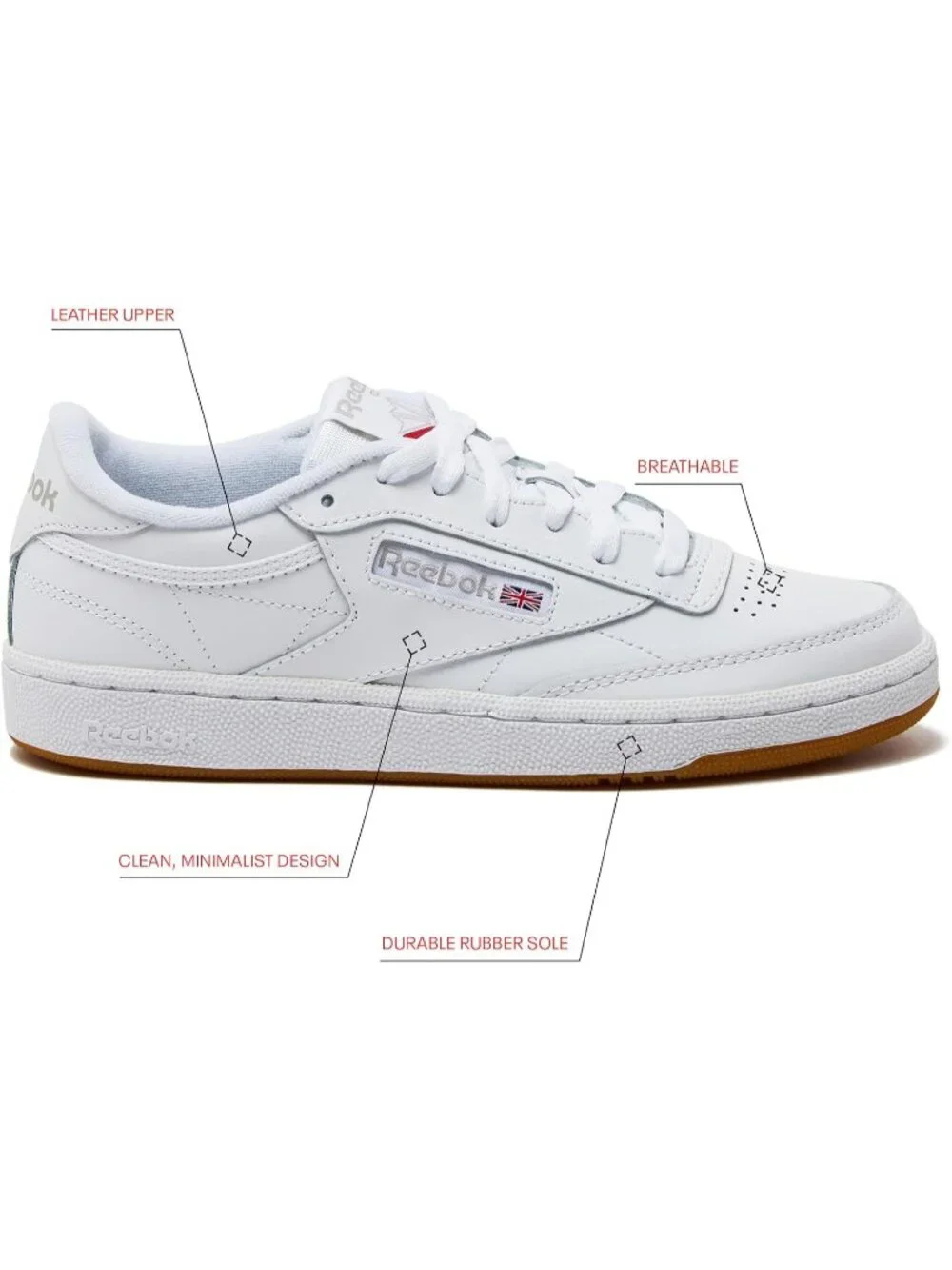 Women's White 2 Reebok C 85 Lightweight Slip On Comfortable Casual Sneakers